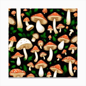 Seamless Mushroom Pattern Canvas Print