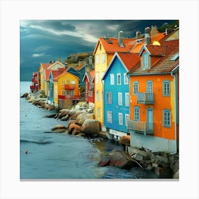 Sea Houses Nature Canvas Print