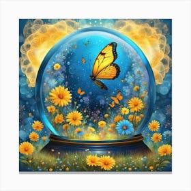 Butterfly In A Glass Globe Canvas Print