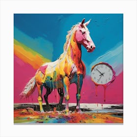 Horse With Clock Canvas Print