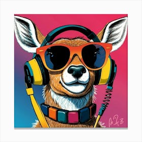 Deer With Headphones 7 Canvas Print