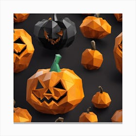 Low Poly Halloween Pumpkins Canvas Print