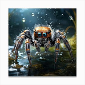 Anthropomorphic Spider With A Charming Expression Highly Detailed Captured In The Midst Of Walking Canvas Print