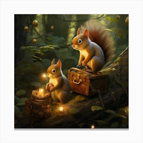 Squirrels In The Forest Canvas Print