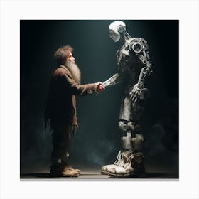 Man And A Robot Canvas Print
