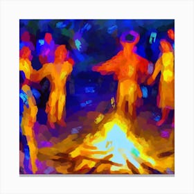 Shaman by the fire Canvas Print