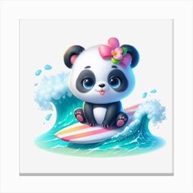 Panda Bear Surfing Canvas Print
