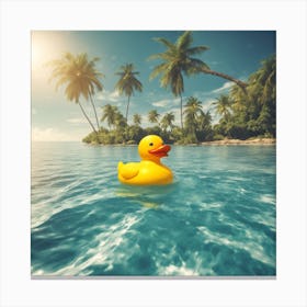 Rubber Duck In The Ocean Canvas Print