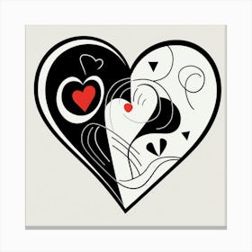 Black And Red Geometric Heart Canvas Print