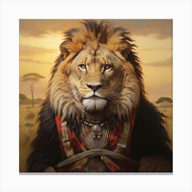 Lion Of The Savannah Canvas Print