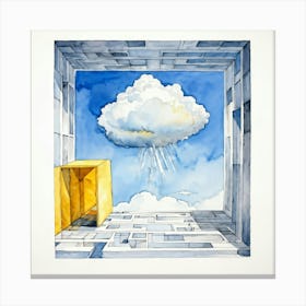 Watercolor Of A Cumulus Cloud Personified As A Dream Weaver Surrounded By Empty Space A Levitating (4) Canvas Print