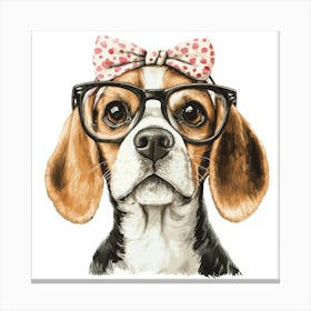 Beagle With Glasses Canvas Print