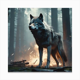 Wolf In The Woods 61 Canvas Print