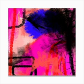 Bold Abstract Graffiti Art, Vibrant Hot Pink. Blue, Red & Black Urban Minimalist Print, Trending Contemporary Wall Art by Coltxwilde , Décor for Living Room & Bedroom 'Pompei Canvas Print