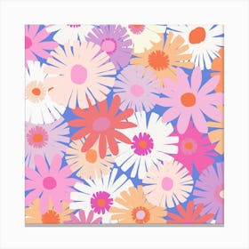 Crepe Paper Flowers In Springtime Square Canvas Print
