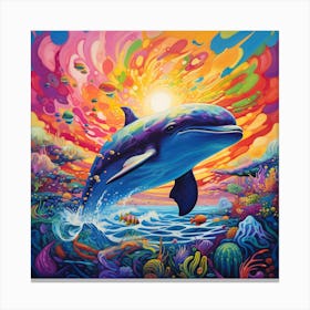 Dolphin In The Ocean Canvas Print