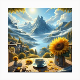 Sunflowers On A Table Canvas Print