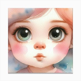 Watercolor Of A Little Girl Canvas Print