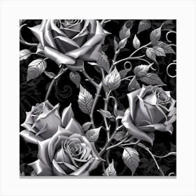Silver Roses - Gothic Inspired Canvas Print