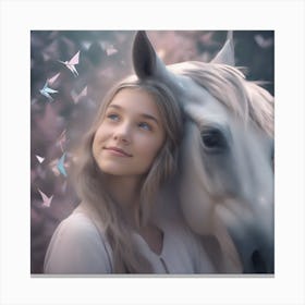 Girl And A Horse 8 Canvas Print