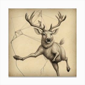 Deer With A Kite Canvas Print