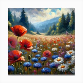 Poppies In The Meadow 7 Canvas Print