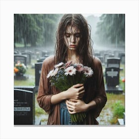 Girl In The Rain Canvas Print