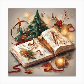Christmas Book , Christmas Tree, Christmas vector art, Vector Art, Christmas art Canvas Print