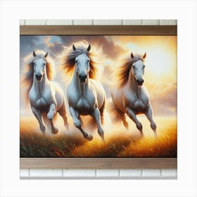 Three White Horses Canvas Print