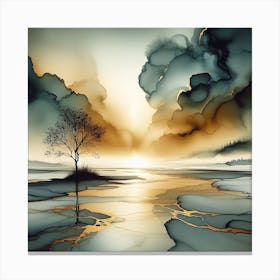 Sunset On The Lake 1 Canvas Print