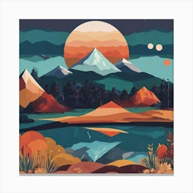 Boho Art Minimalist Landscape Mountains (20) Canvas Print