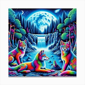Psychedelic Wolf Family 7 Canvas Print