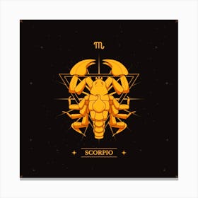 Scorpio Zodiac Sign,Scorpio Glow: Hand-Drawn Golden Logo Canvas Print