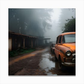 Old Car In The Fog 8 Canvas Print