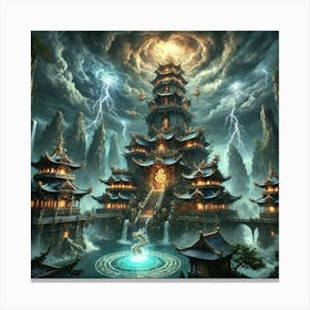 A Dramatic Scene Of The Temple Of Storms Canvas Print