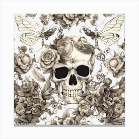 Skull And Roses 1 Canvas Print