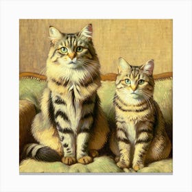 Portrait of Two Cats Canvas Print