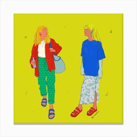 Two Women Walking Canvas Print