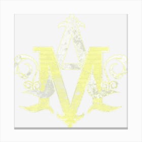 Distressed Vintage Auspice Maria Virgin Mary Monogram Canvas Print