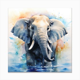 Elephant In Water Canvas Print