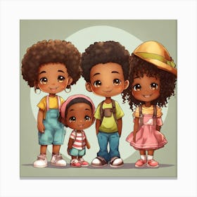 Group Of Four African American Kids Canvas Print