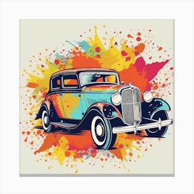 Vintage Car Vector Illustration Canvas Print