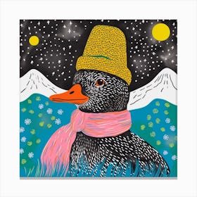 Duck In A Hat Colourful Geometric 3 Canvas Print