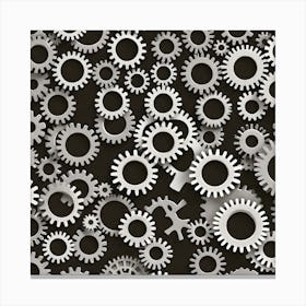 Gears On A Black Background 7 Canvas Print