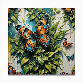 Butterflies On The Wall Canvas Print
