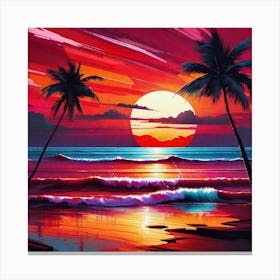 Sunset At The Beach 239 Canvas Print