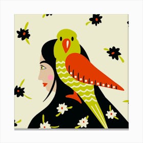 Bird Girl Square Canvas Print