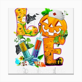 Love School Nurse Life Halloween Pumpkin Stethoscope Nursing Canvas Print