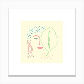 Portrait Of Woman And Leaf Canvas Print