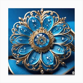 Blue Flower Brooch Canvas Print